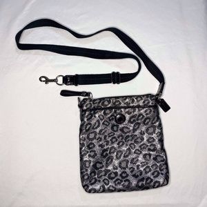 Coach Ocelot Animal Print Crossbody Metallic Silver & Grey, Mob Wife, Like New